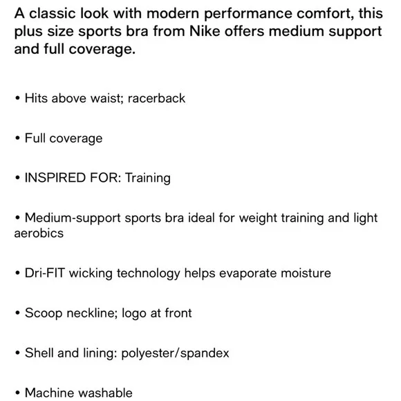 Nike Plus Size NWT Medium Support Racer Back Pink Unpadded Sports Bra Women’s 3X - Picture 6 of 7